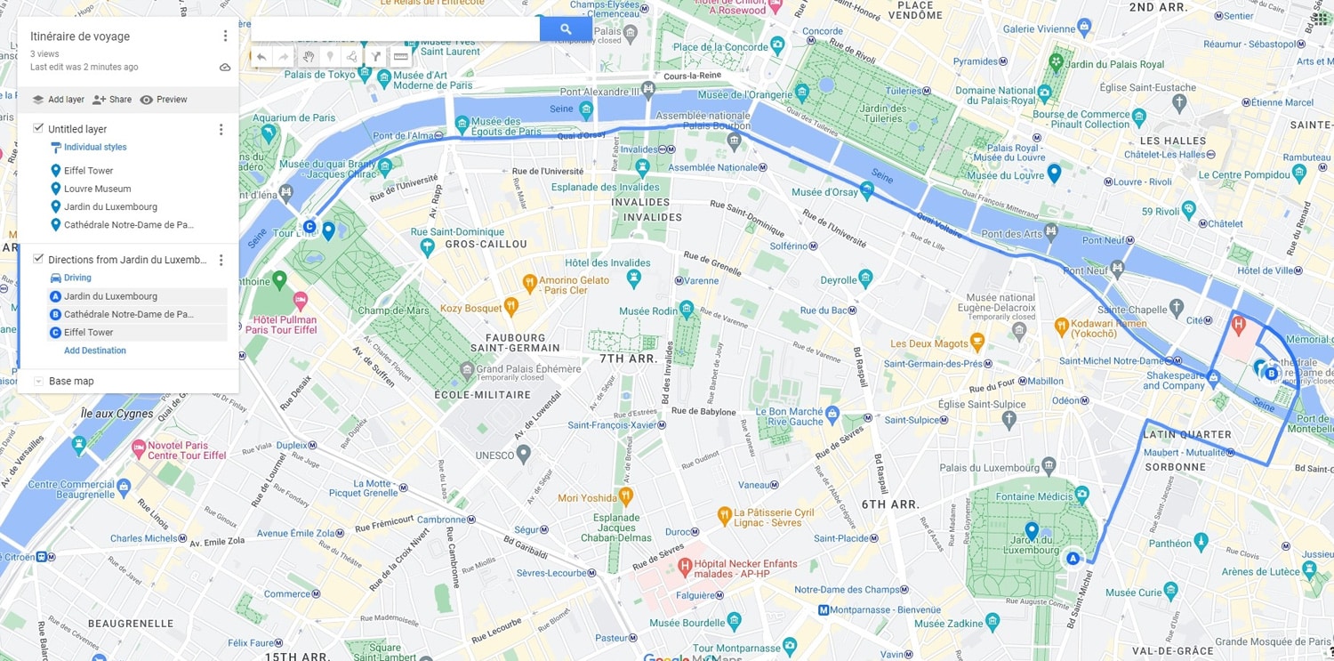 Google Maps itinéraire